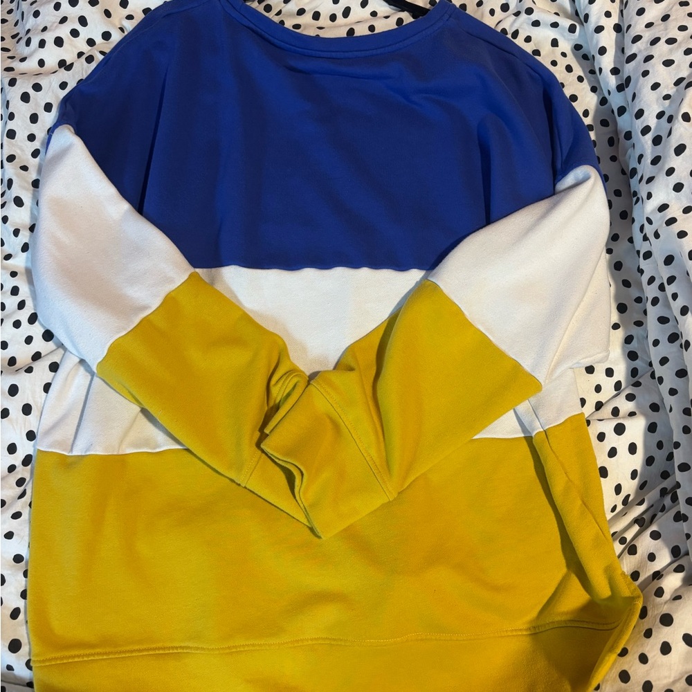 Color Block Sweatshirt in Blue, White, and Yellow
